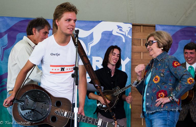 Bill Vernon Scholarship recipient Owen Schinkel at the 2018 Grey Fox Bluegrass Festival - Photo by Tara Linhardt